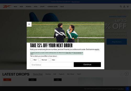 cupom desconto primeira compra reebok
